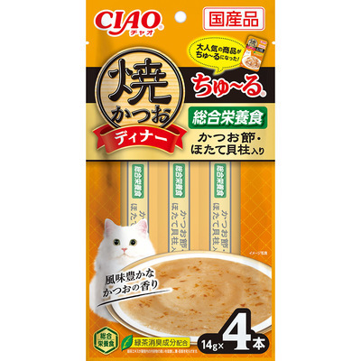 [*任選11件$138*] CIAO 烤鰹魚晚餐系列 鰹魚片+扇貝口味 (14gx4支裝)