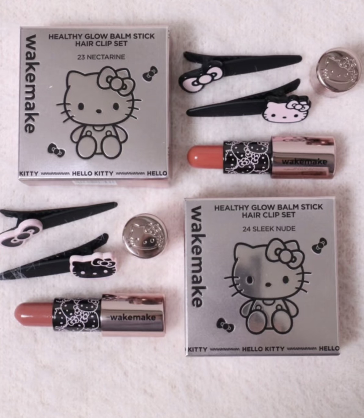 韓國 WAKEMAKE x Hello Kitty 水潤唇膏髮夾套組