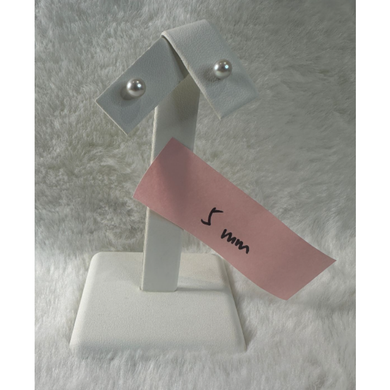 HKAG0404-012 日本AKOY 海水珍珠耳環 (S925) (銀) 灰色 強粉紫光 5MM UP (A12)