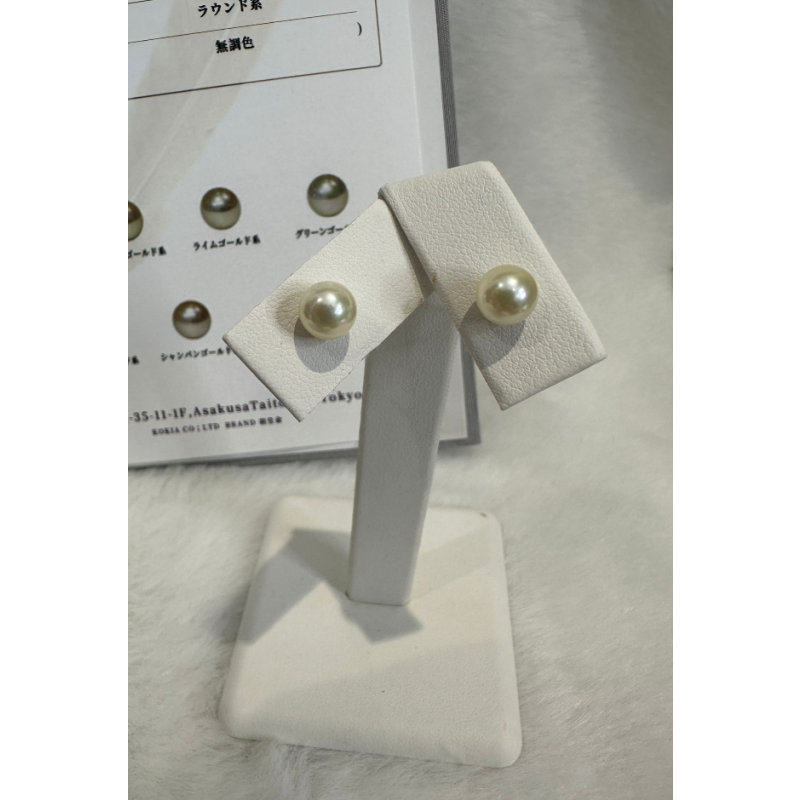 HKAG0404-001 日本羽皇金AKOYA 無調色 海水珍珠耳環 (日本越物證書) (K10) (金) 7.0-7.5MM (A1)