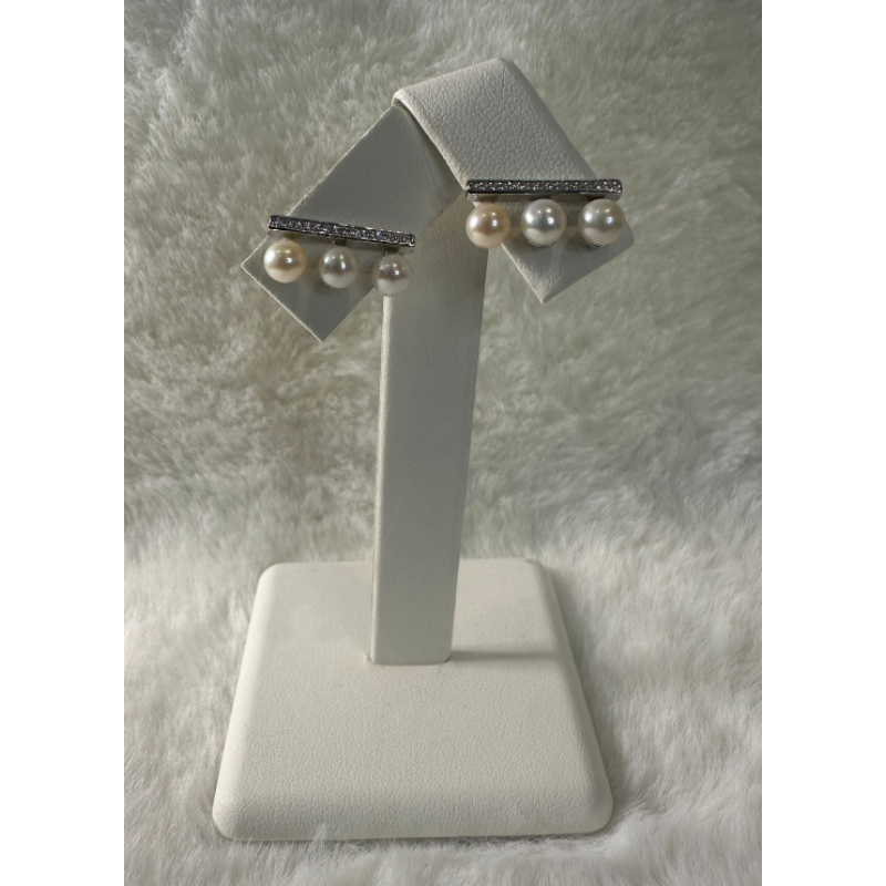 HKAG0404-016 日本AKOYA 海水珍珠耳環 糖果色平衡木 (S925) (銀) 糖果色 5MM UP (A16)