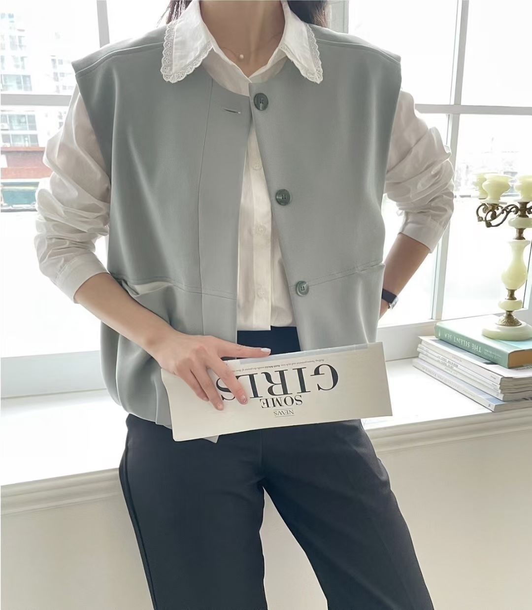 韓國高質靚料背心外套～155AA