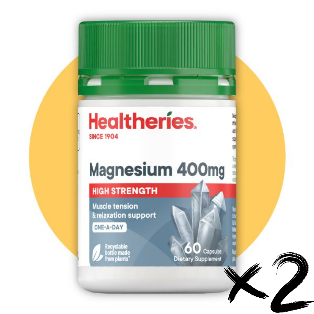 HKFG0405-030 Healtheries 高效鎂 400毫克 每日1 粒 60膠囊 2件裝-12639 (A30)