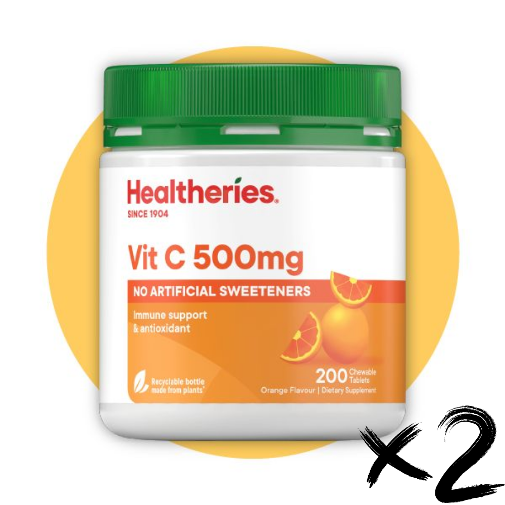 HKFG0405-029 Healtheries 咀嚼營養片(維他命C 500毫克) 200粒 2件裝-12026 (A29)