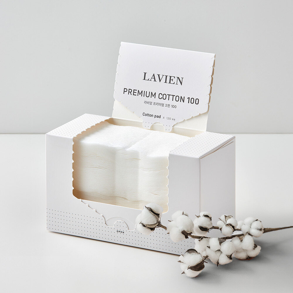 (四入組）LAVIEN 超彈力小臉純棉化妝棉 一盒120片*4盒（兩個月份）