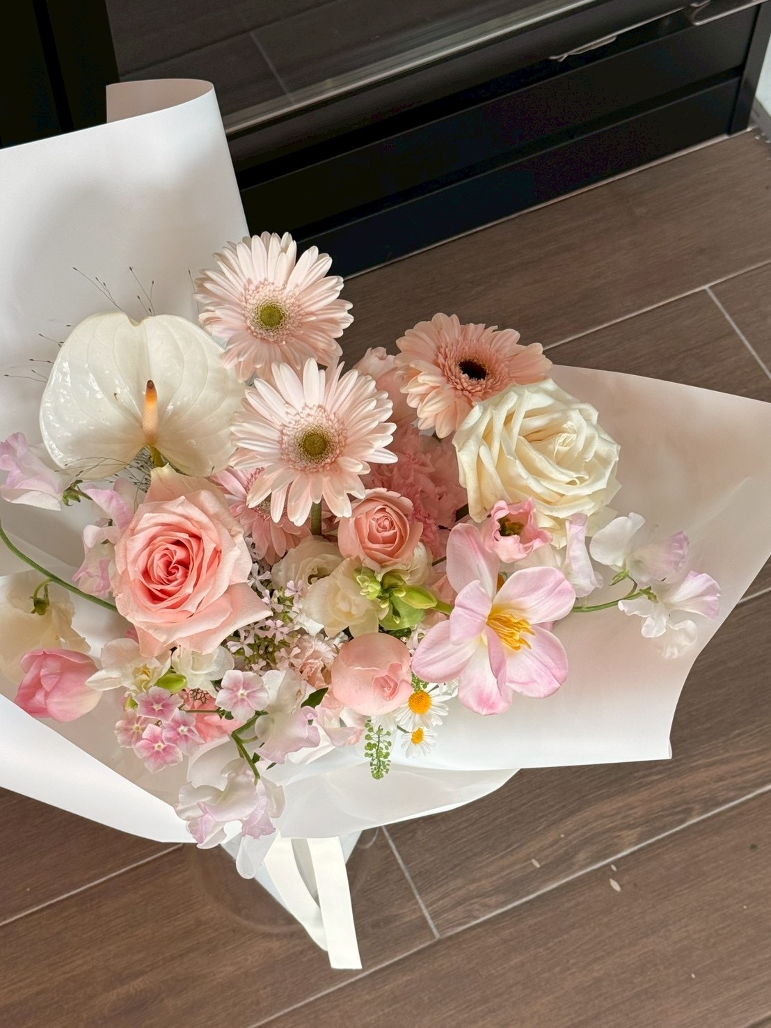 鮮花花束 - 奶油蜜桃粉