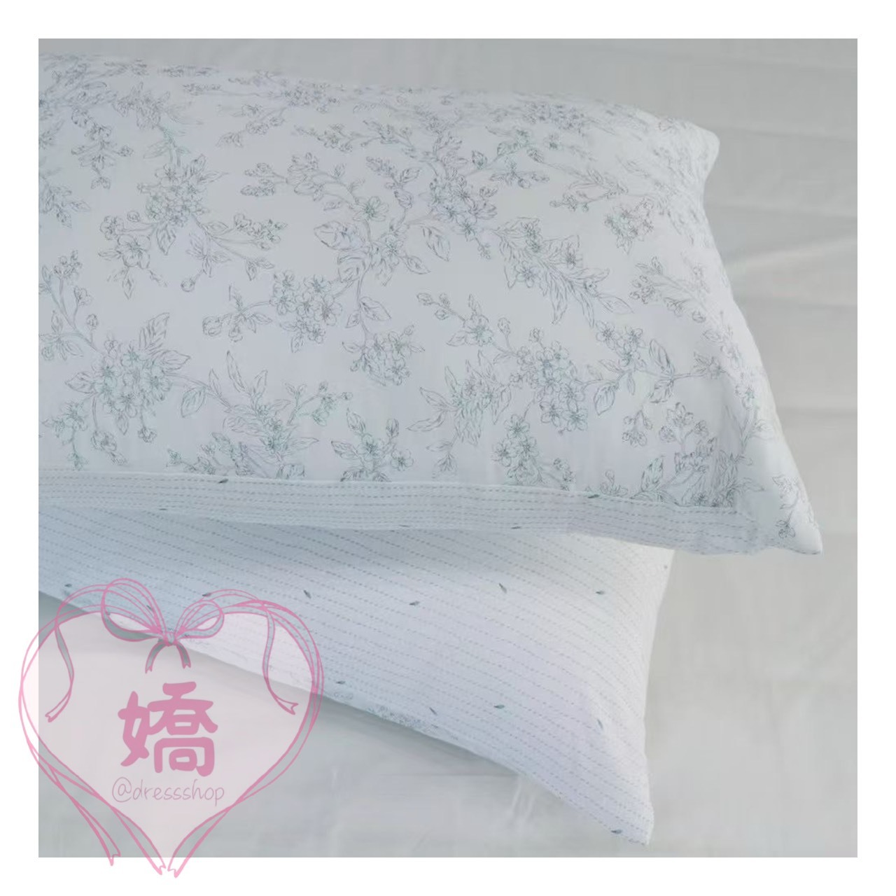 K03013滾邊滿版花影春夏薄被(藍)(S'Q'枕套)