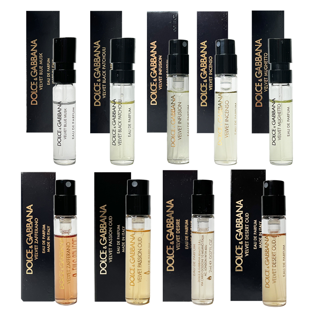 Dolce & Gabbana D&G高訂系列  天鵝絨-活力鈴蘭/藍色麝香/誘人廣霍香/神秘焚香/冽茶之韻/煙幕番紅花/沙漠沉香/熱情花園/炙烈沉香 淡香精 1.5ml/2ml 針管 - 任選