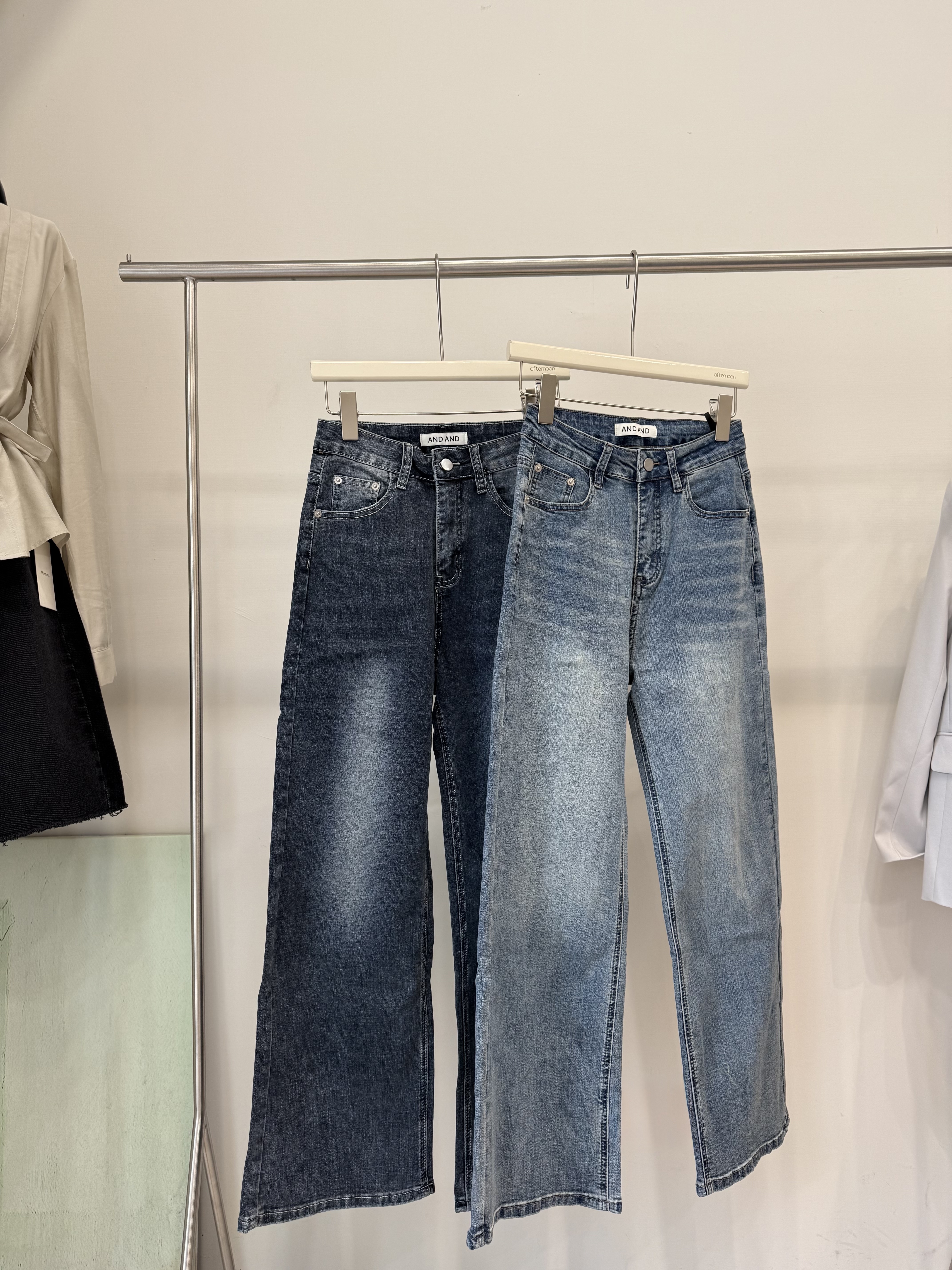 200 復古刷色直筒九分牛仔褲