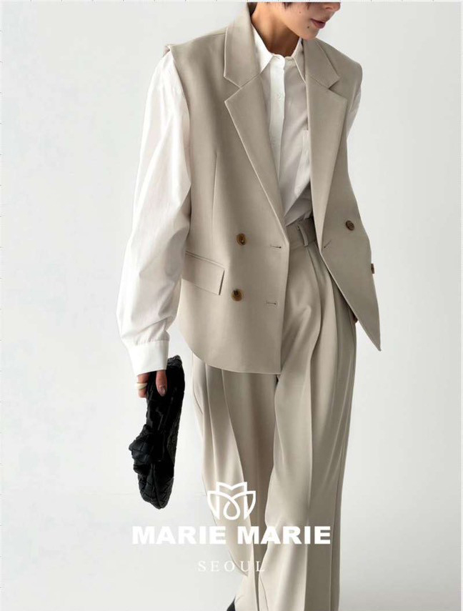 Marie-Marie 中性長版西裝背心