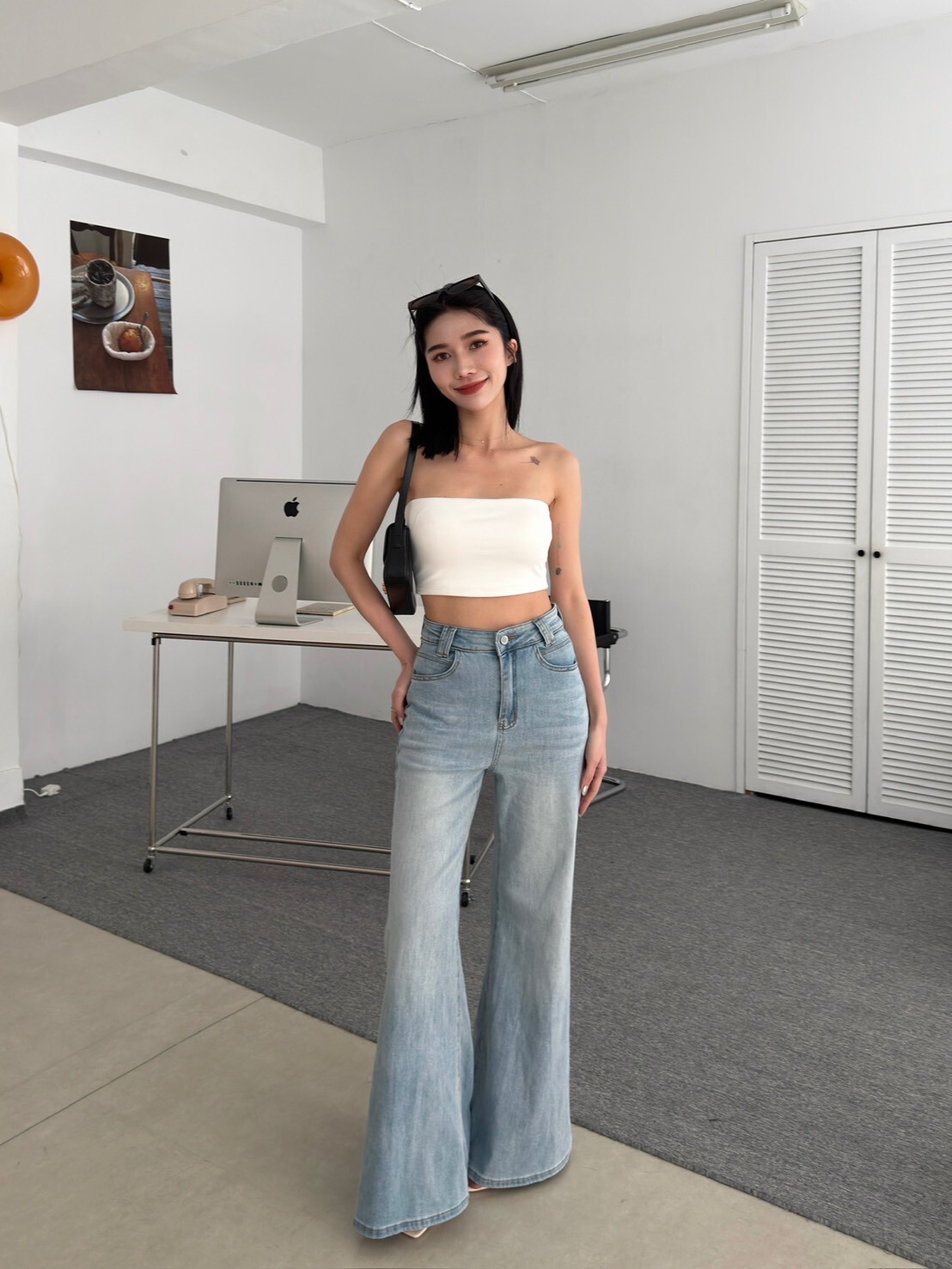 自留款長腿喇叭牛仔褲