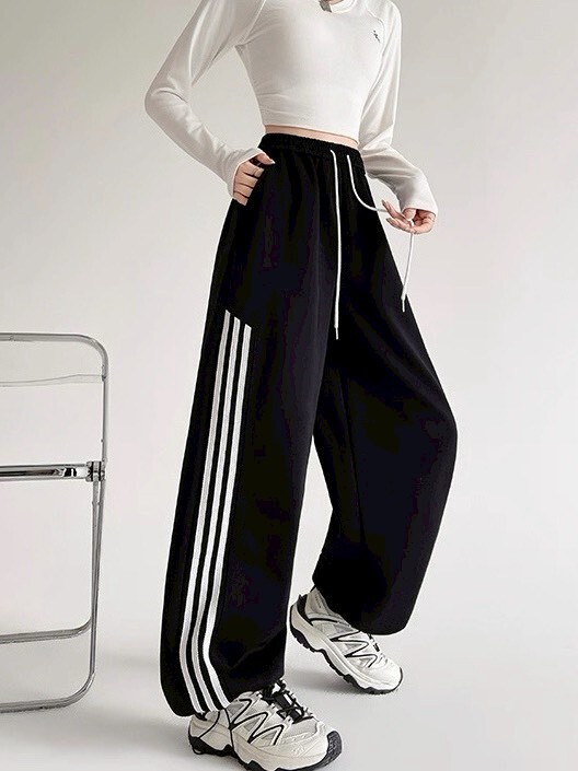 三條滾邊口袋棉質縮口褲