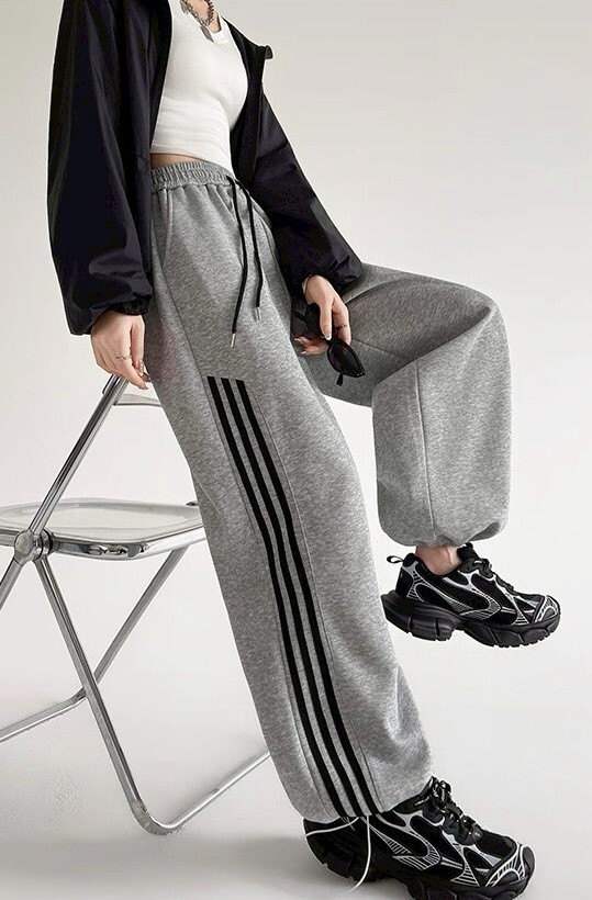 三條滾邊口袋棉質縮口褲