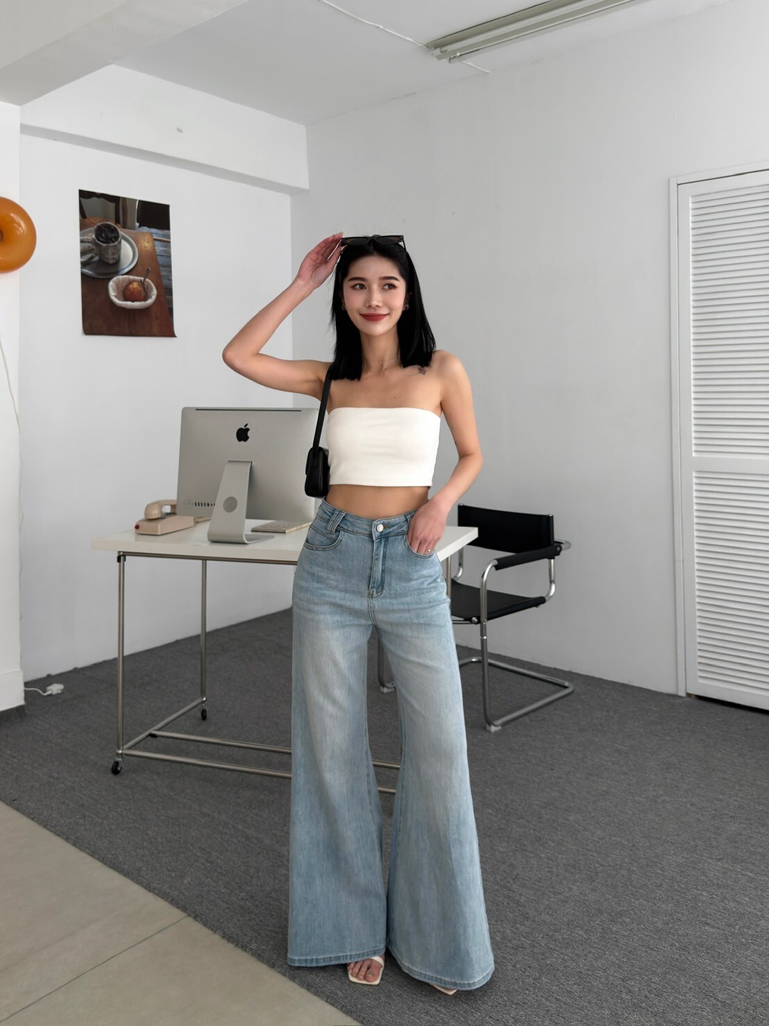 自留款長腿喇叭牛仔褲