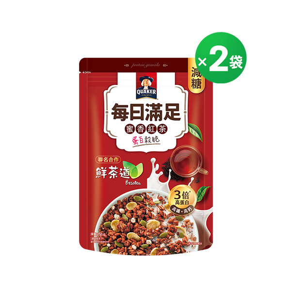 (鮮茶道聯名) 桂格每日滿足蛋白穀脆-蜜香紅茶風味X2袋