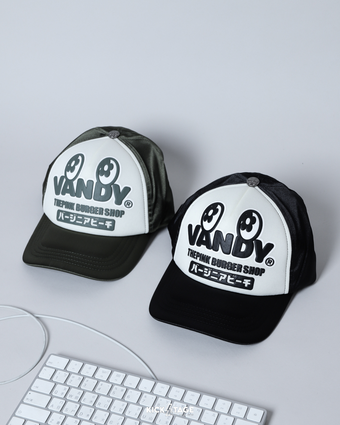 VANDYTHEPINK® SATIN EYE LOGO TRUCKER HAT 深綠色 黑色 緞面 眼睛 可調整 大LOGO 棒球帽 老帽【VD7110】