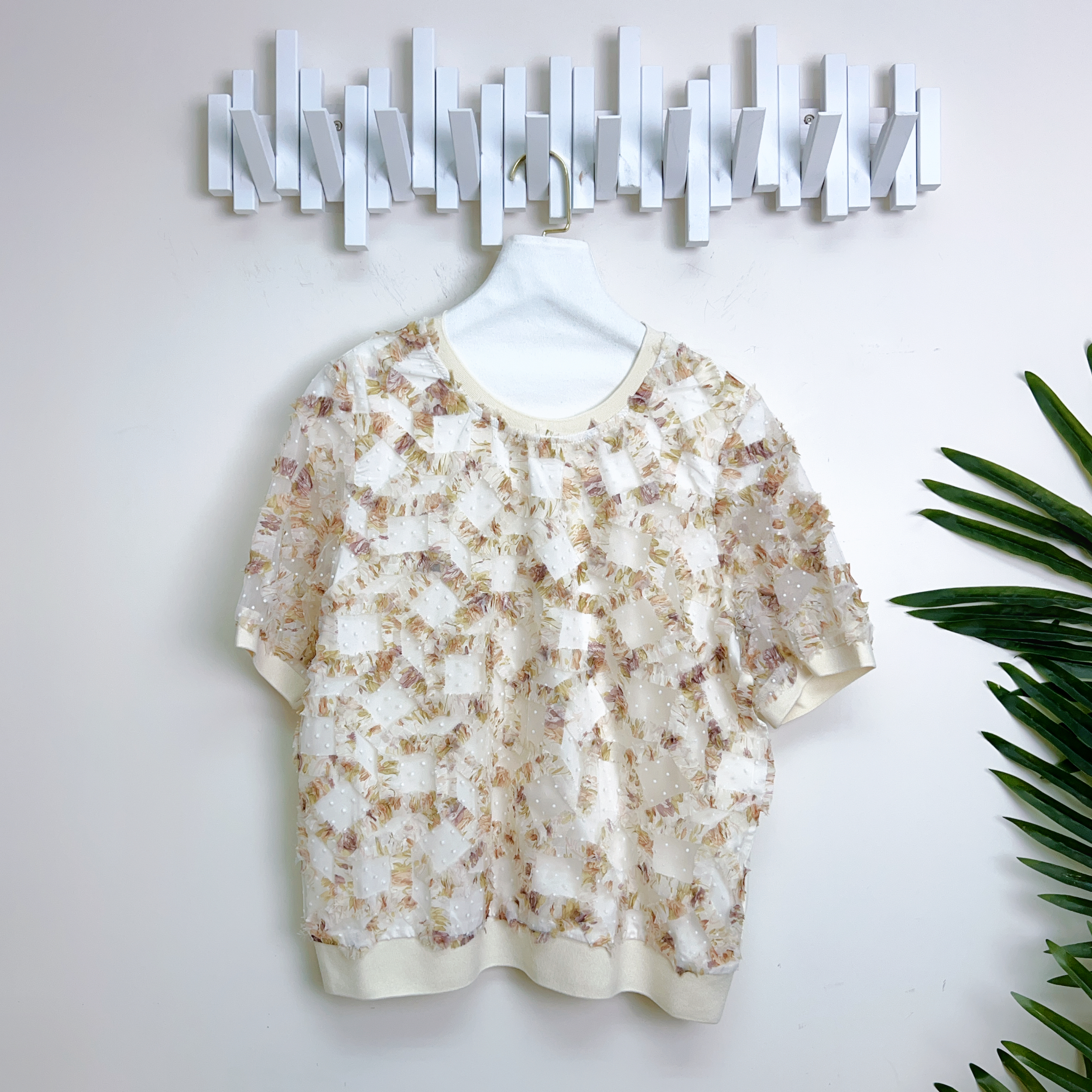 LACE雪紡拼滑棉上衣(胸42 腰42 長23吋)2016 #0704clo