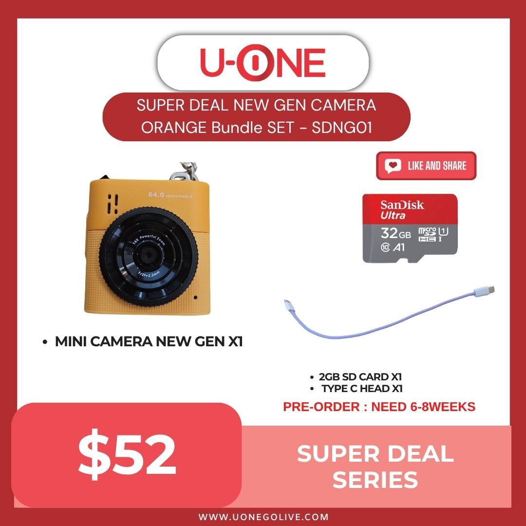 SUPER DEAL NEW GEN CAMERA ORANGE Bundle SET - SDNG1
