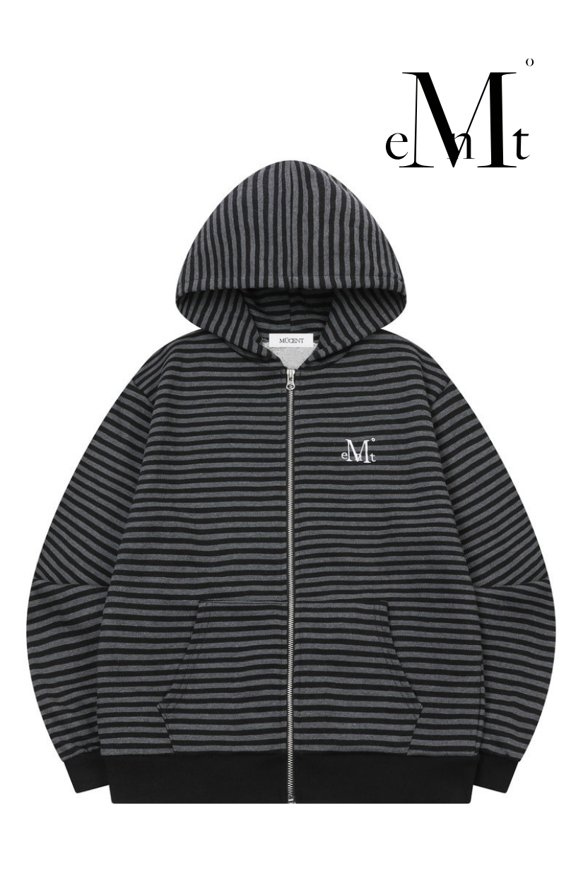 【 4/19收單 】MUCENT  跳蚤條紋連帽拉鍊外套 韓國