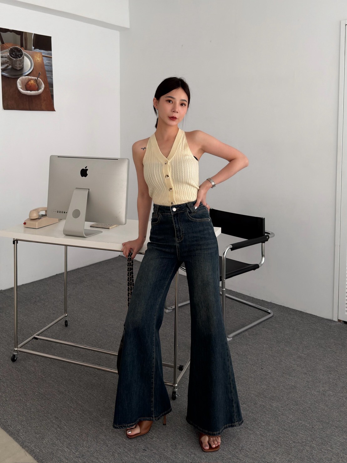 自留款長腿喇叭牛仔褲