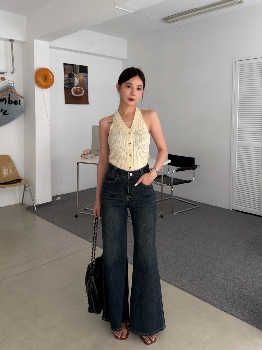 自留款長腿喇叭牛仔褲