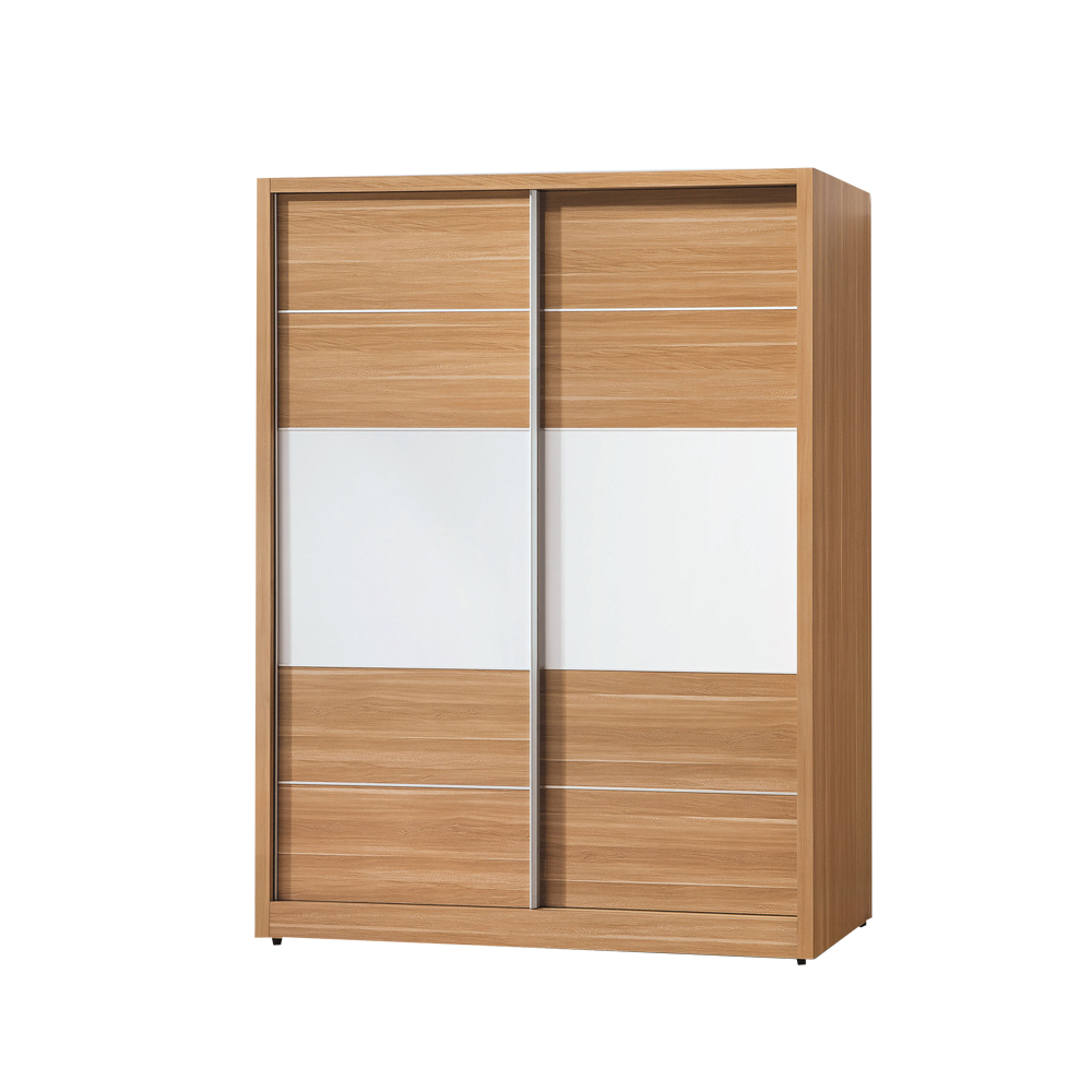 柏蒂家居-凱琪4.8尺推門/拉門衣櫃/衣櫥/收納櫃-三吊桿+三抽屜