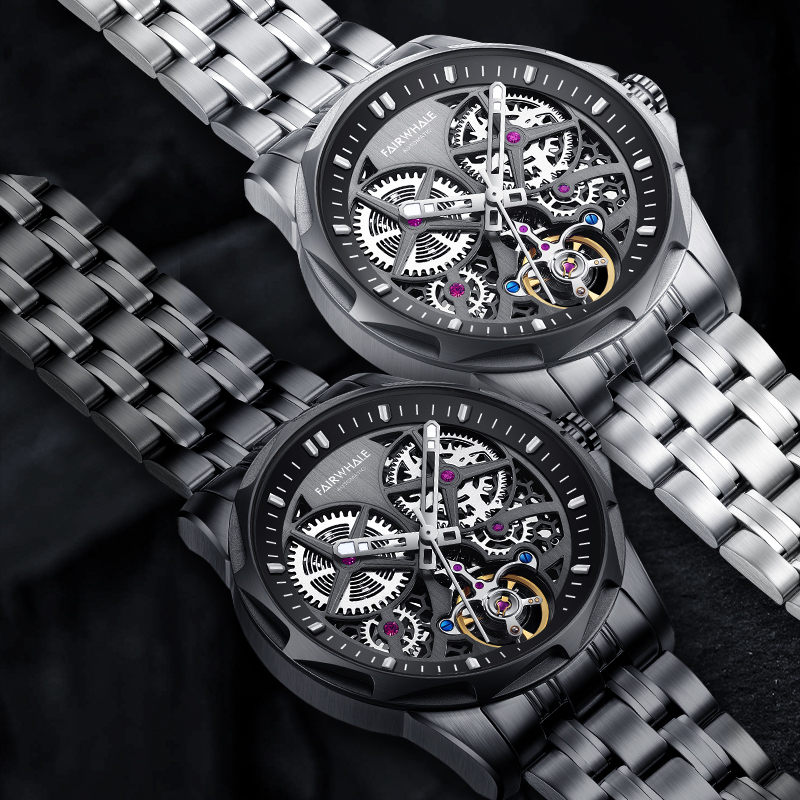 【Mark fairwhale 馬克菲爾 】FW-6030 美學 不鏽鋼 鏤空 夜光 機械 紳士 男士 腕錶 手錶