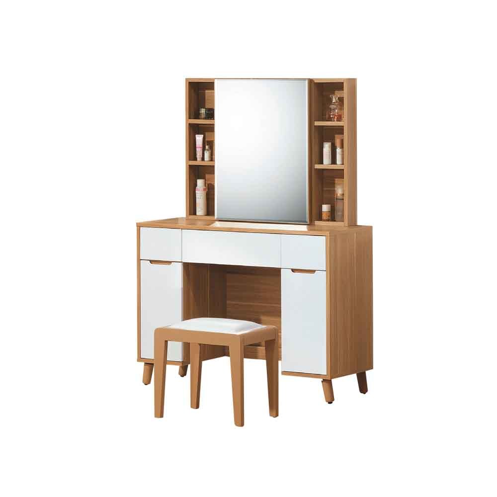 柏蒂家居-凱琪3.3尺收納式鏡台/化妝桌/梳妝台(贈化妝椅)