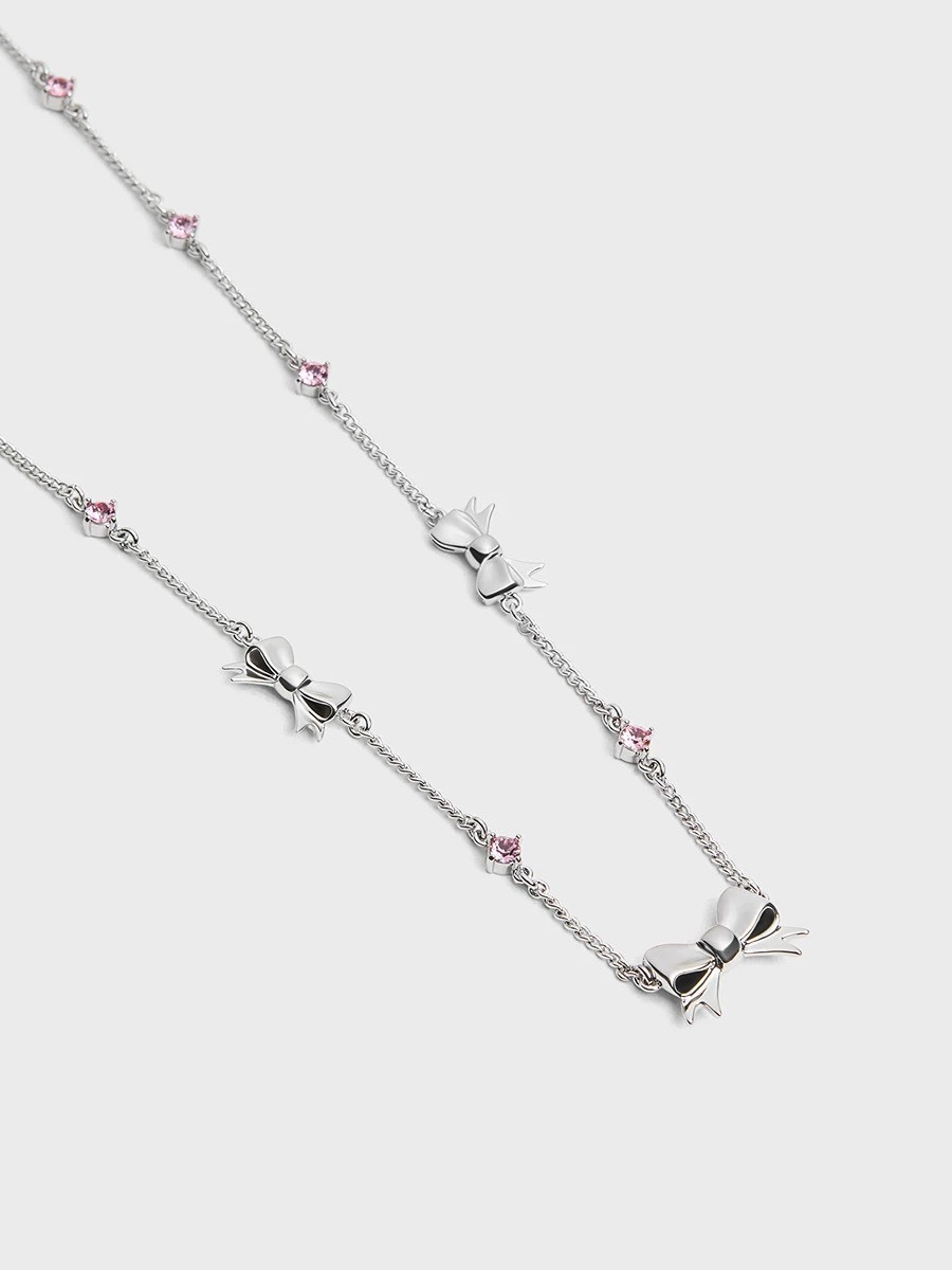 2026最新款 CHARLES & KEITH 蝴蝶结 粉鑽 項鍊