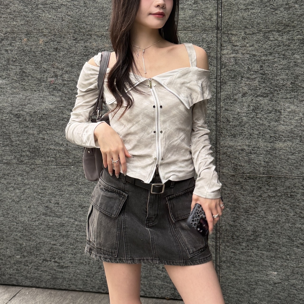 919136 率性工裝口袋牛仔裙（Ｒ）