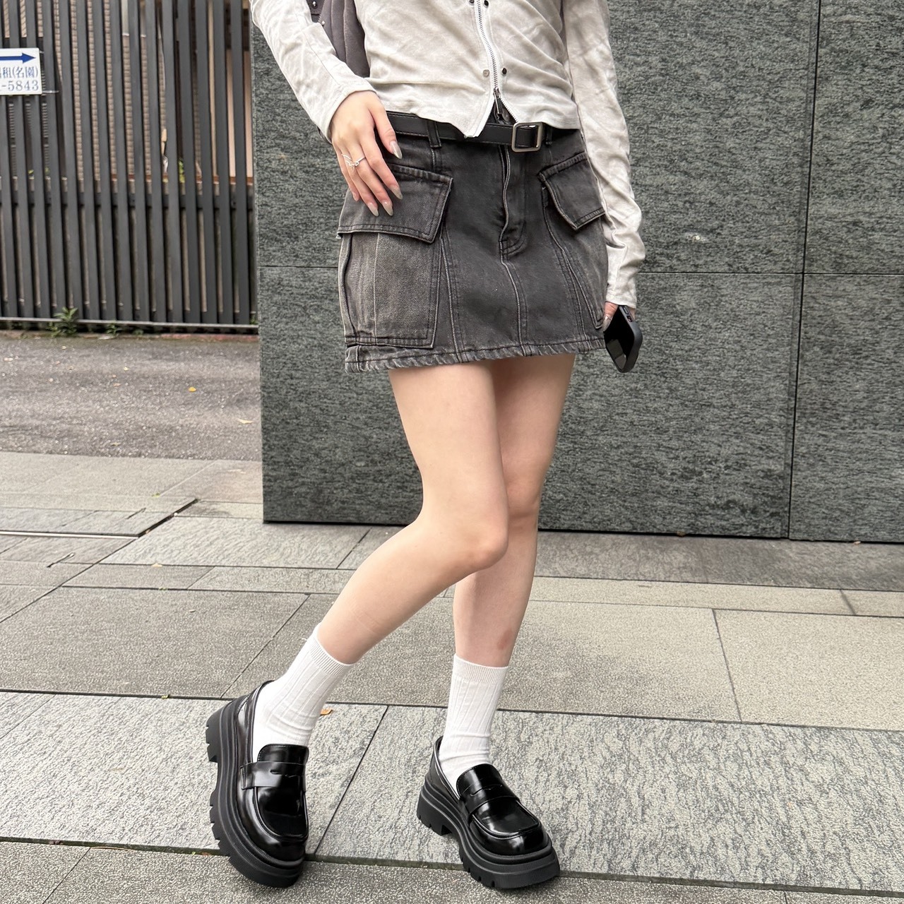 919136 率性工裝口袋牛仔裙（Ｒ）