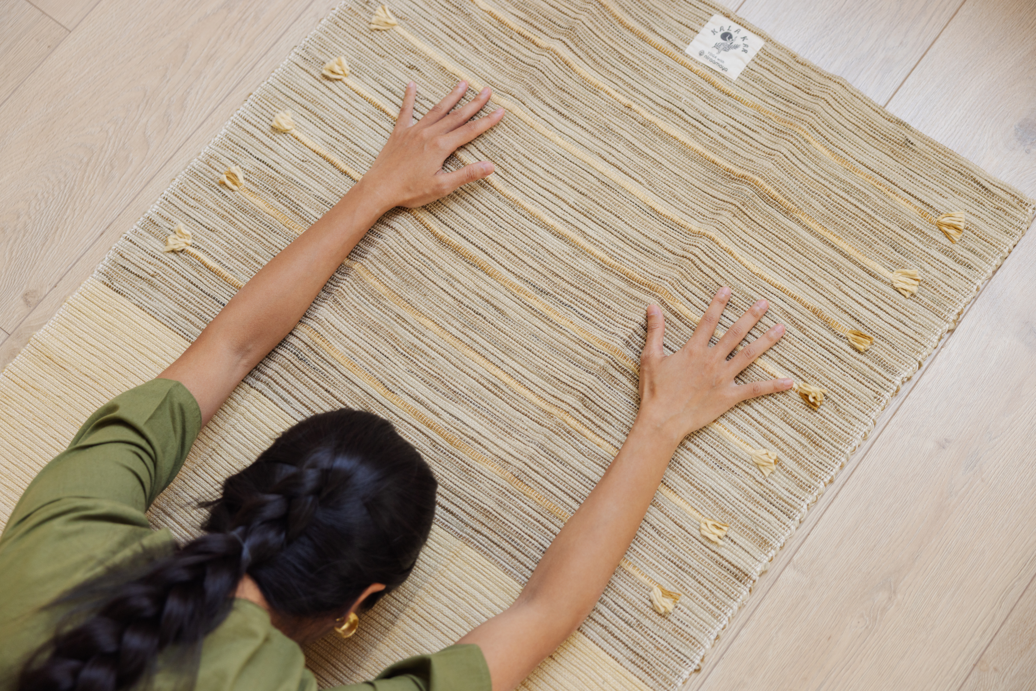 【YOGA】印度手工染織瑜伽墊_黃橄欖