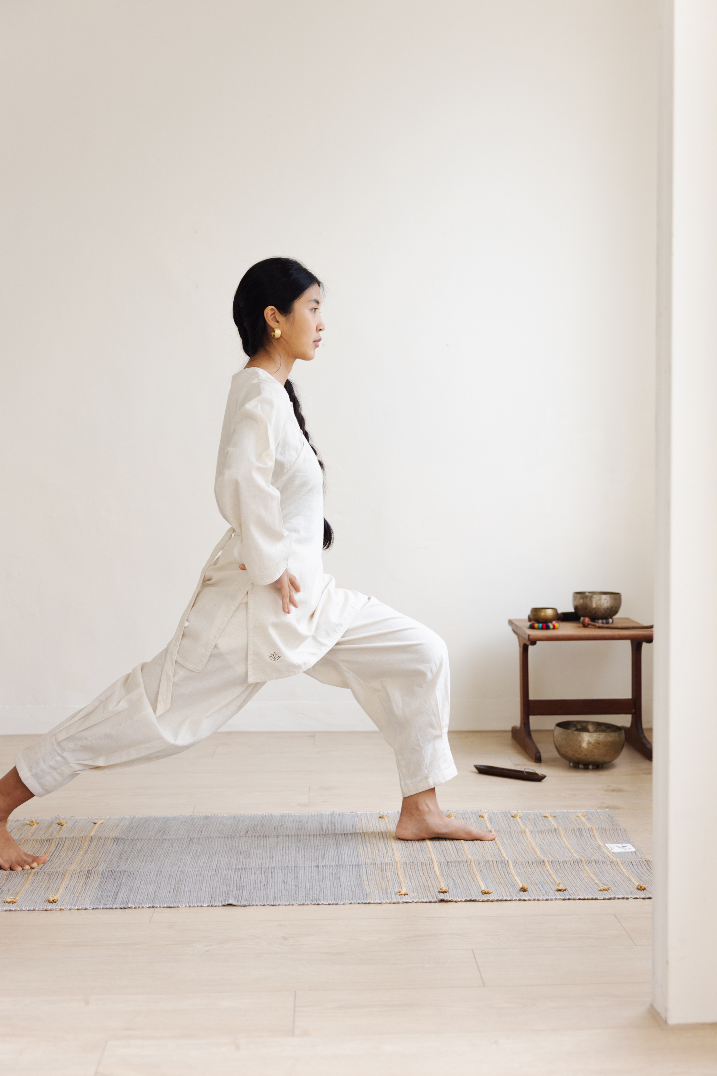 【YOGA】印度手工染織瑜伽墊_灰黃色