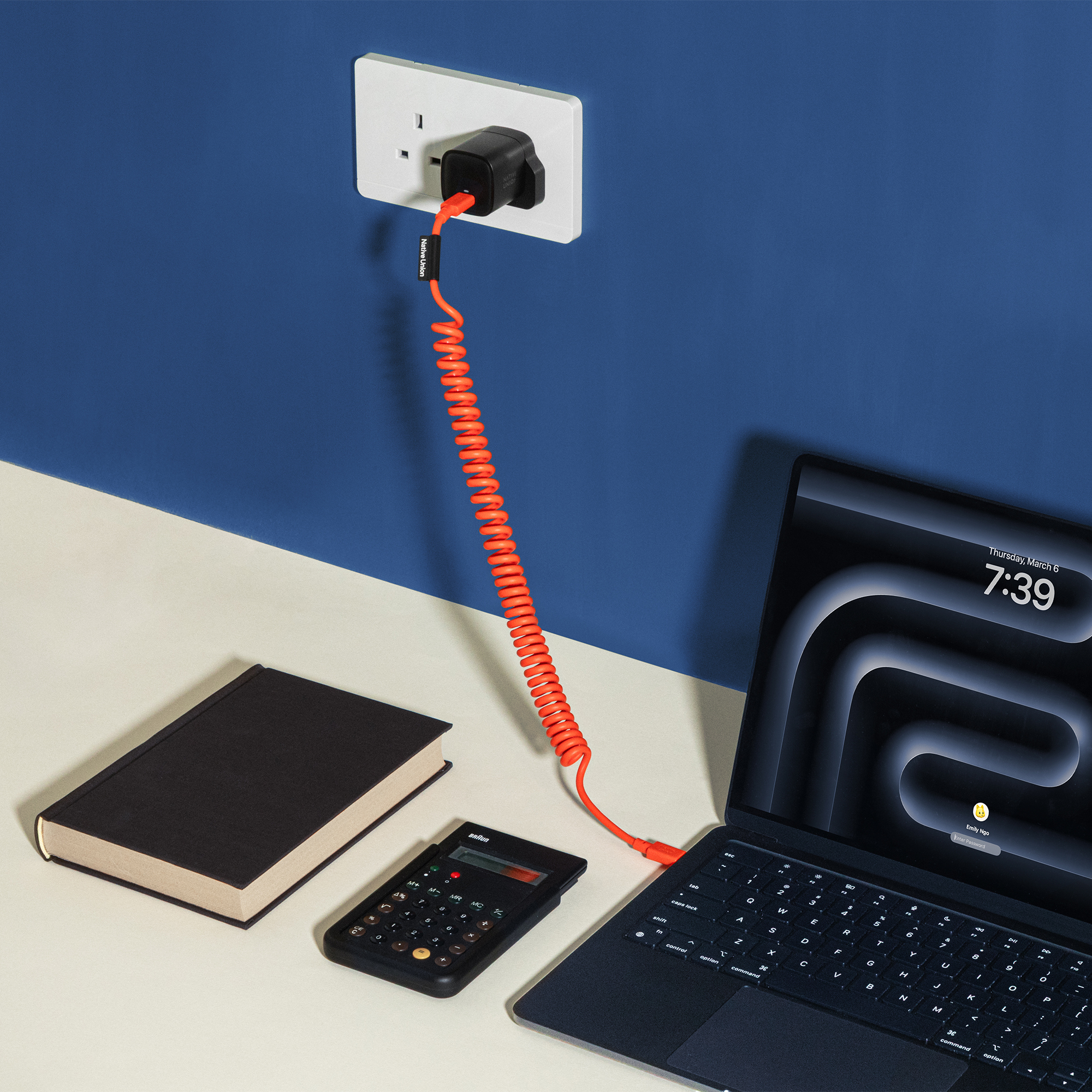 [C-C] POP CABLE 捲捲充電線-復古橘