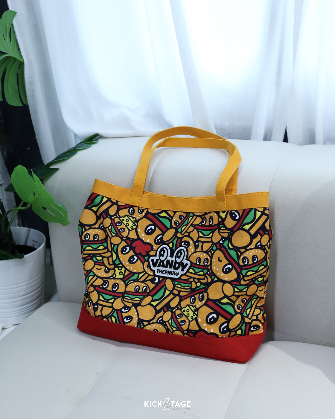 VANDYTHEPINK® DOG TOTE 漢堡 滿版 眼睛 大容量 肩背 手提 帆布袋 托特包【VD7118-115】