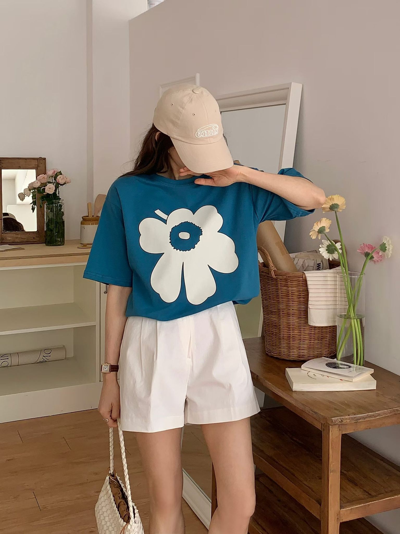 韓國型格花圖案top~155K