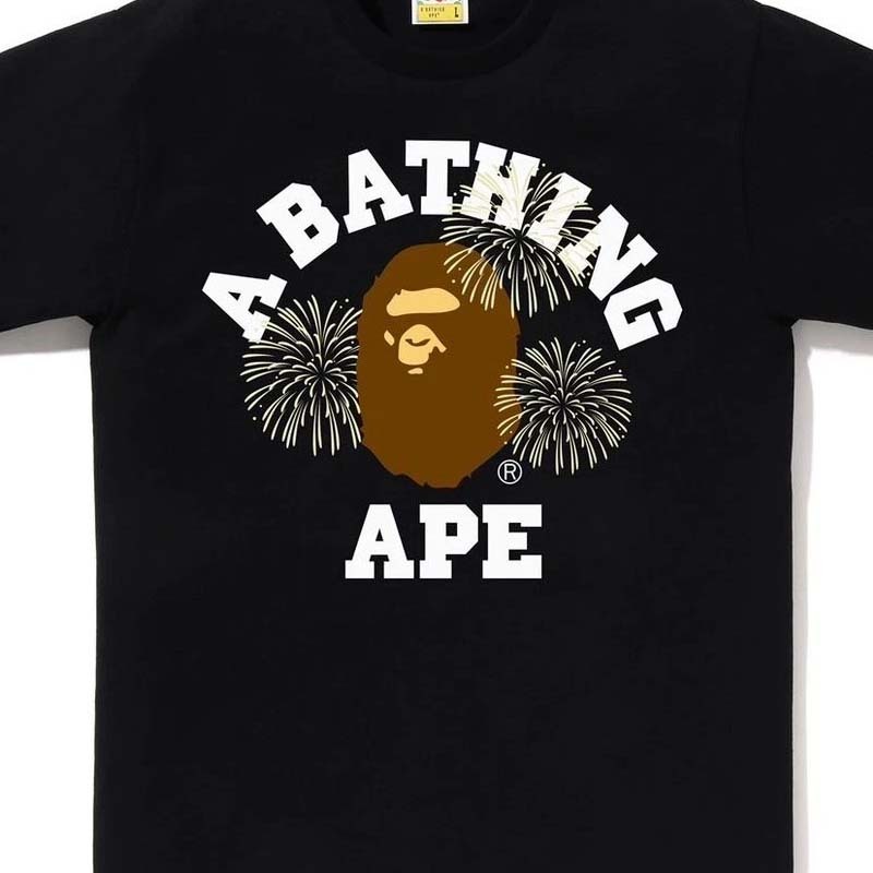 BAPE Firework College Tee 大學字體 煙火 猿人 短袖 黑色 BAPE-620 [台灣現貨]