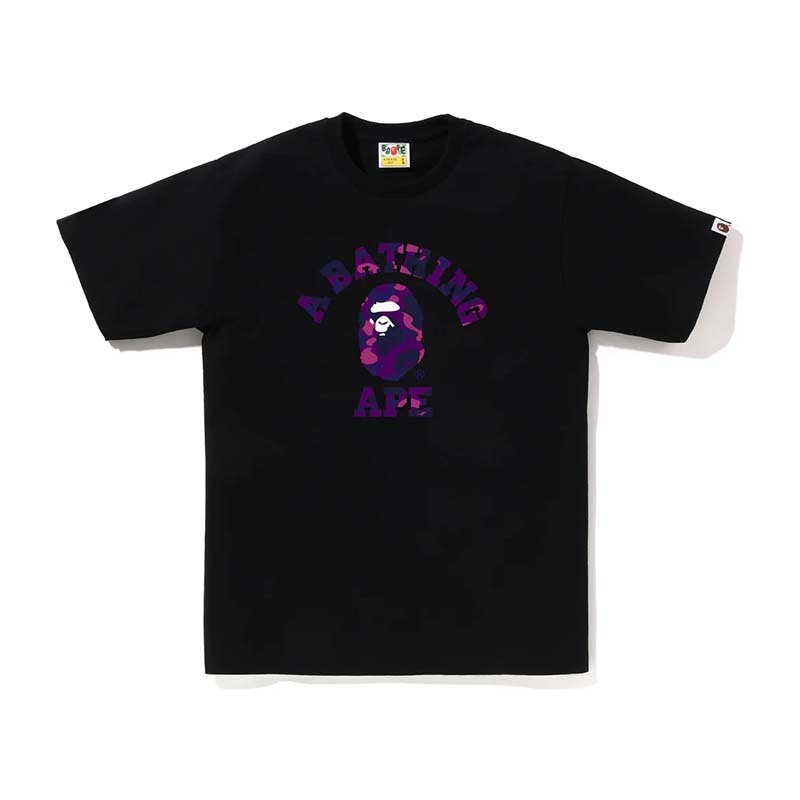 BAPE Color Camo College Tee 紫迷彩 大學字體 猿人 短袖 黑色 BAPE-617 [台灣現貨]