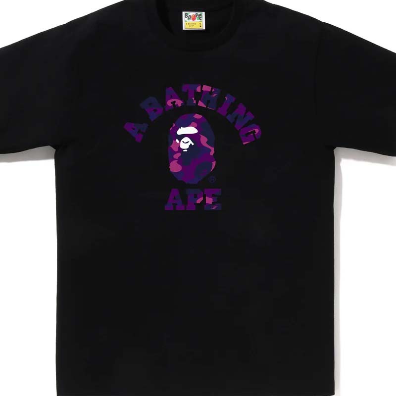 BAPE Color Camo College Tee 紫迷彩 大學字體 猿人 短袖 黑色 BAPE-617 [台灣現貨]