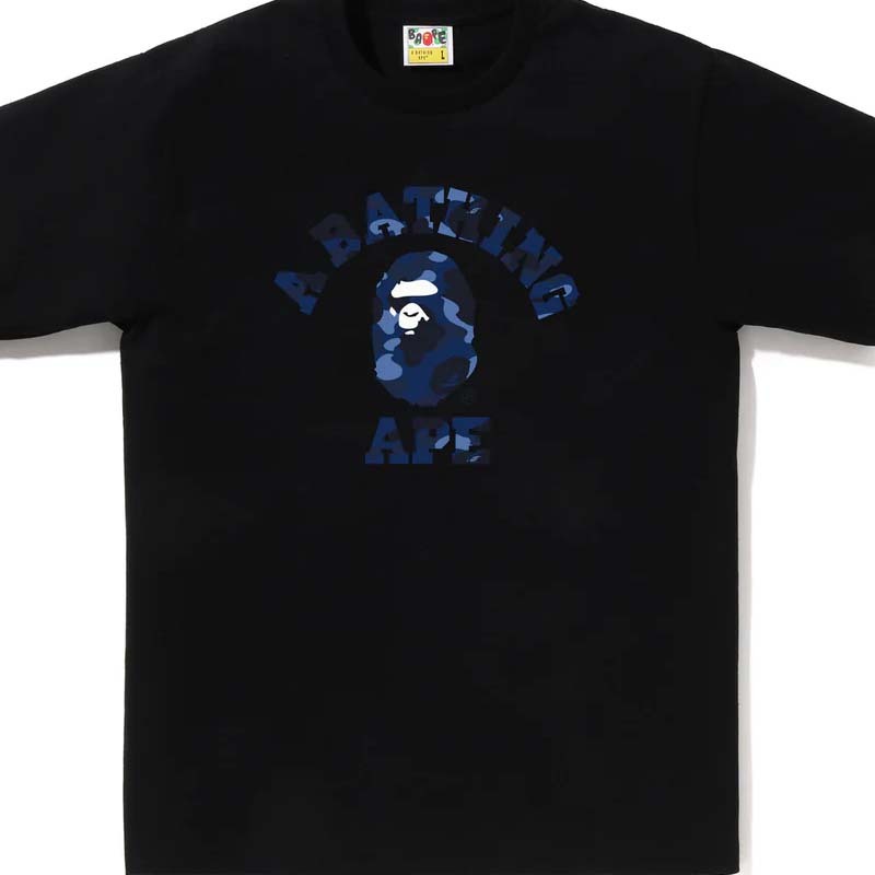 BAPE Color Camo College Tee 藍迷彩 大學字體 猿人 短袖 黑色 BAPE-618 [台灣現貨]