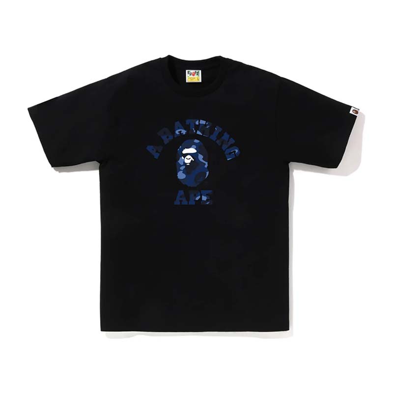 BAPE Color Camo College Tee 藍迷彩 大學字體 猿人 短袖 黑色 BAPE-618 [台灣現貨]