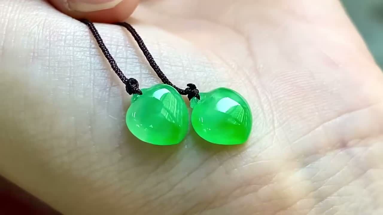 325454 翡翠正陽綠福瓜一對