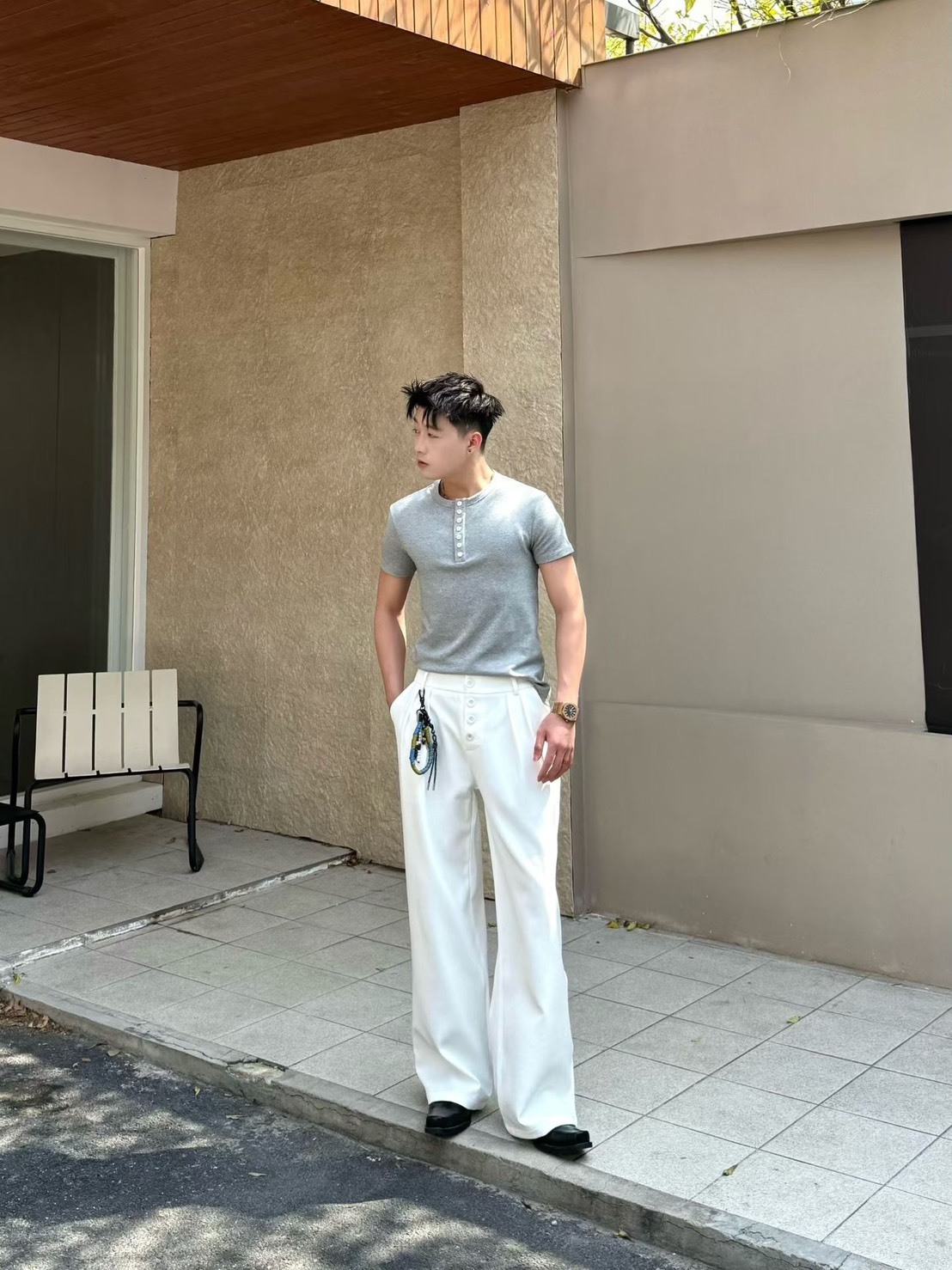 (GOAL) 亨利領鈕扣剪裁上衣 CKC T186