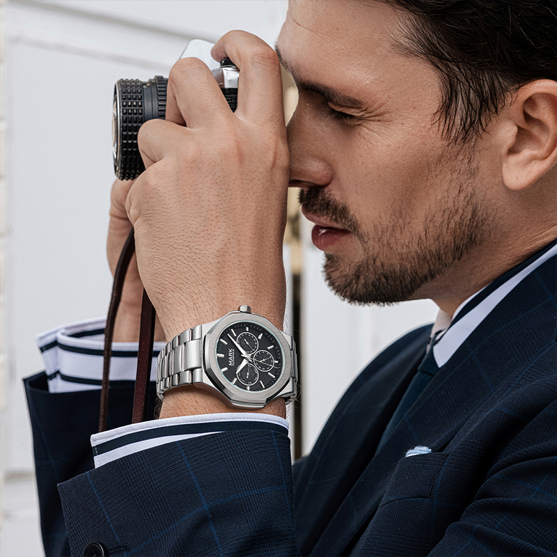 【Mark fairwhale 馬克菲爾】 皇家橡樹系列 FW-5890 經典優雅 三眼計時 不鏽鋼 夜光錶