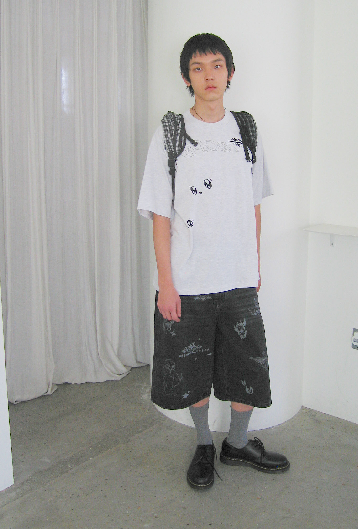 Niceghostclub  big wide bermuda doodle denim 百慕達 塗鴉 七分 牛仔褲