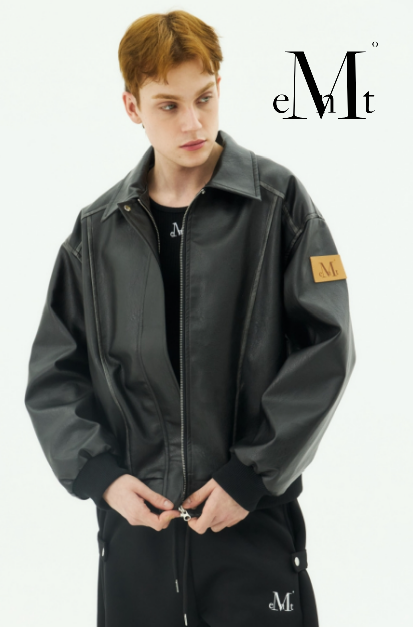 【 4/19收單 】MUCENT 復古水洗光感皮革夾克 韓國
