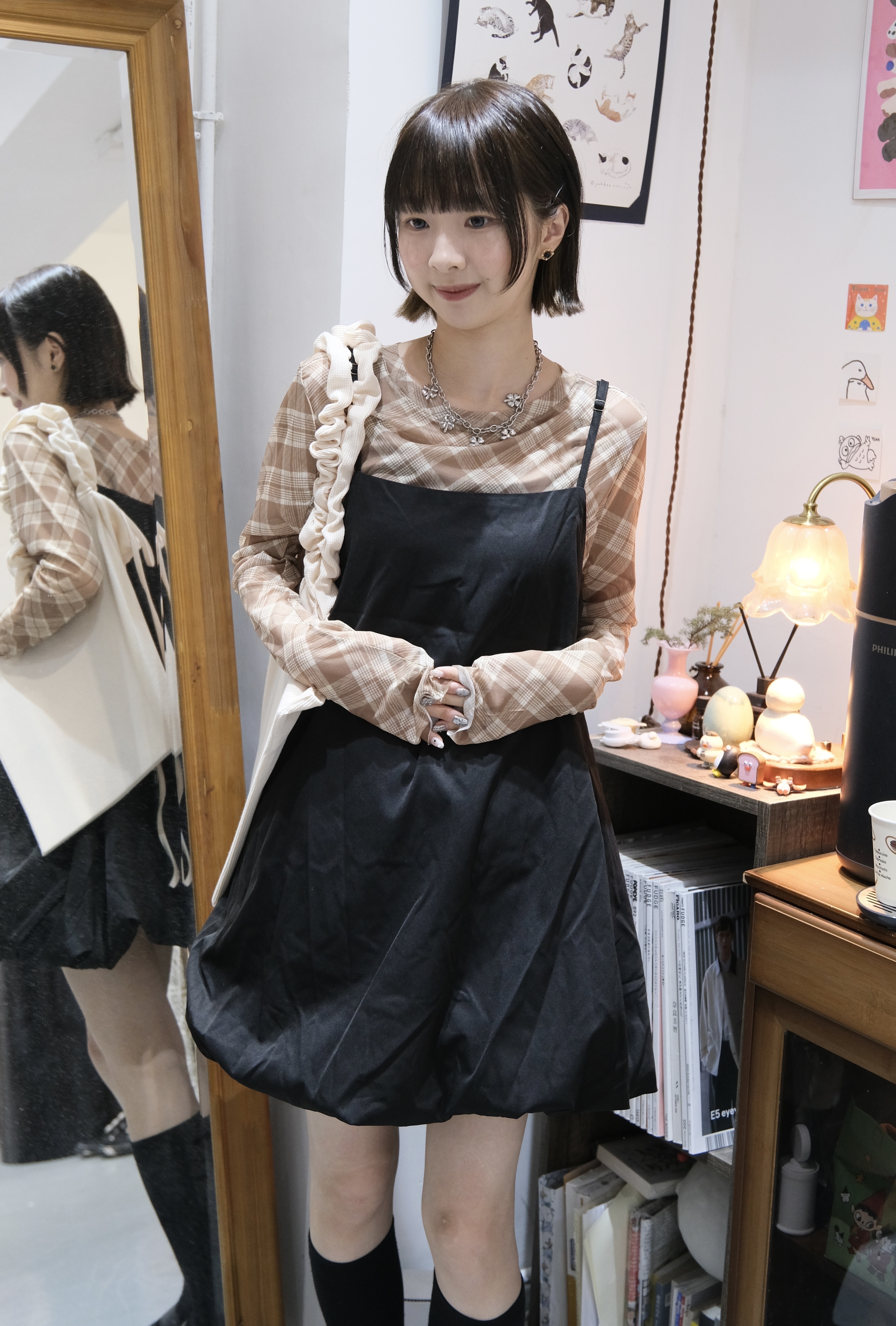 [兩色入] 泡泡中長Ops(Black)