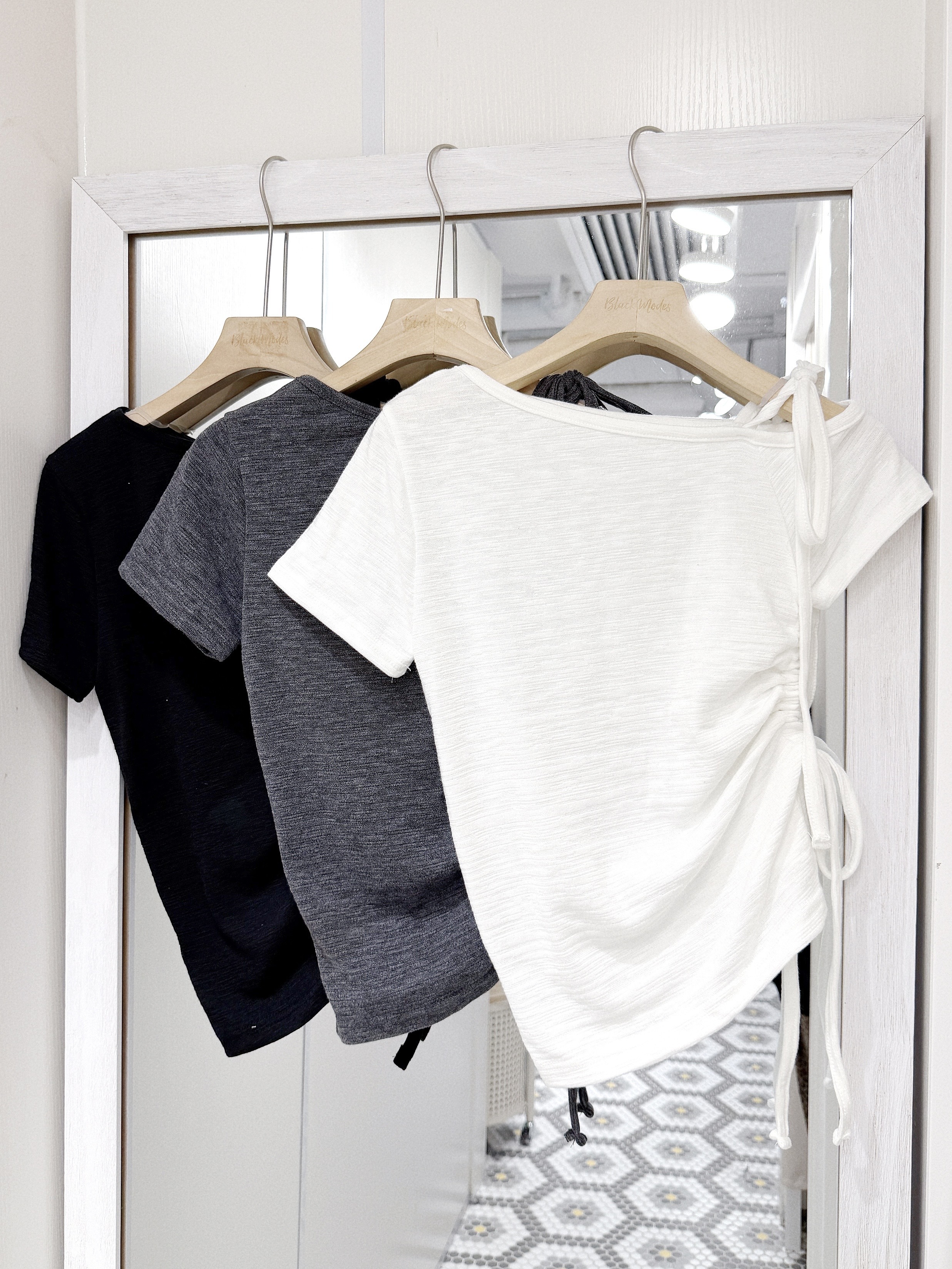 T1369｜韓系女生斜肩綁繩上衣⋆˚𝜗𝜚˚⋆