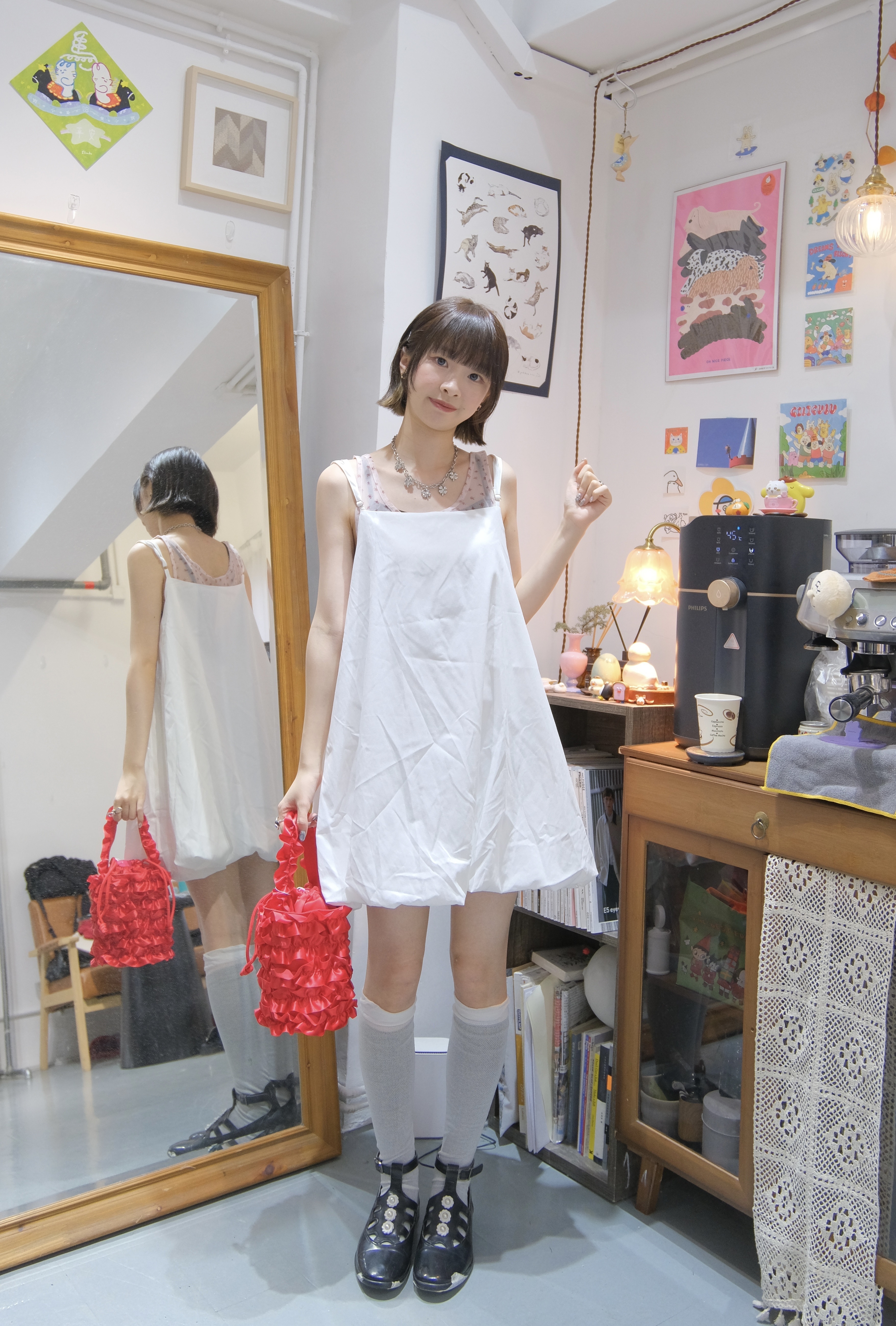 [兩色入] 泡泡中長Ops(White)