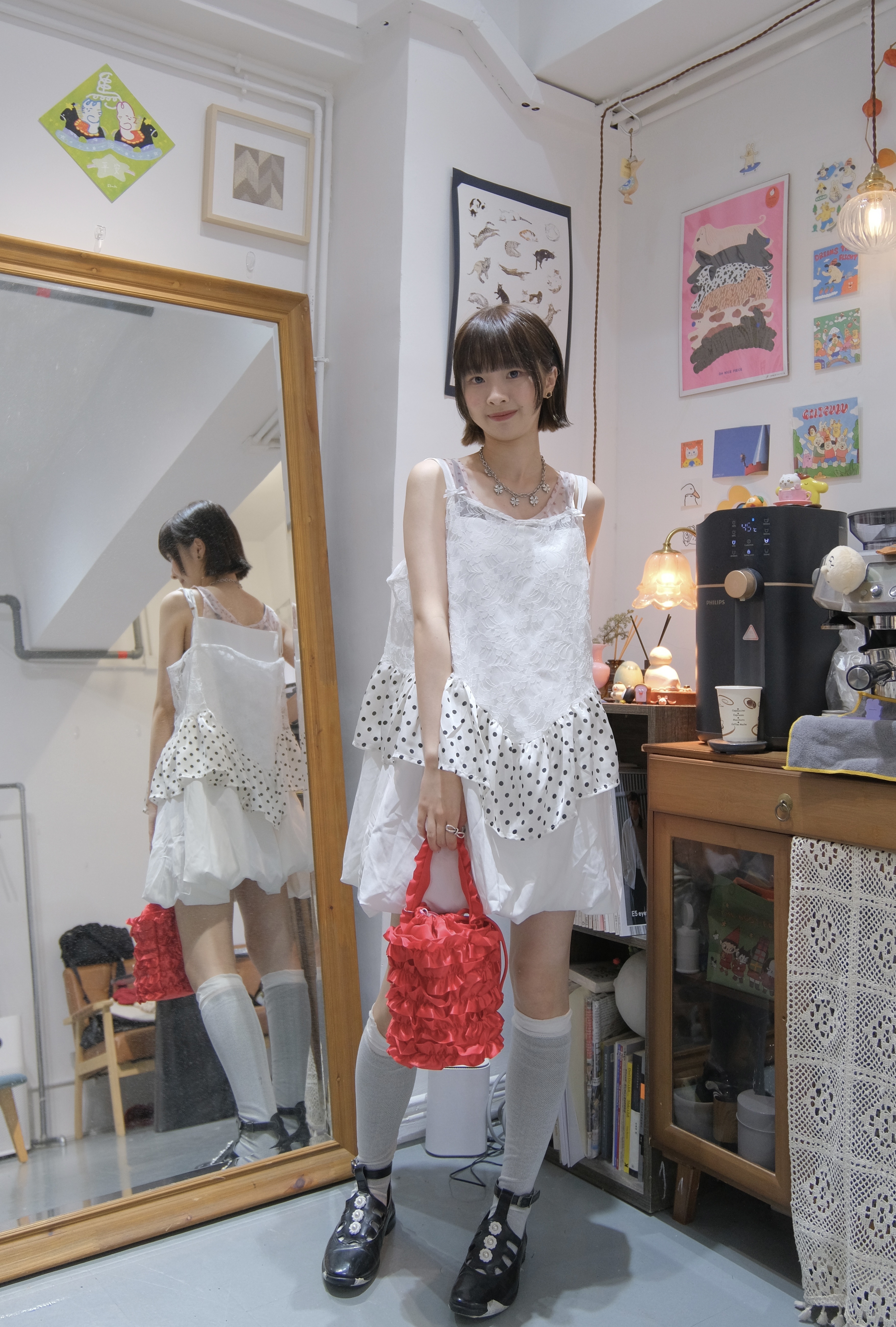 [兩色入] 泡泡中長Ops(White)